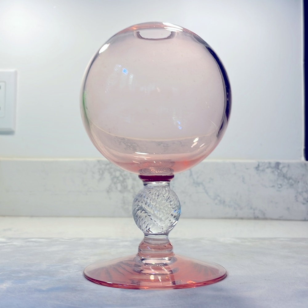 Pink Ivy Ball Vase Vintage Cambridge Glass Company Circa 1950’s MCM Scarce Decor